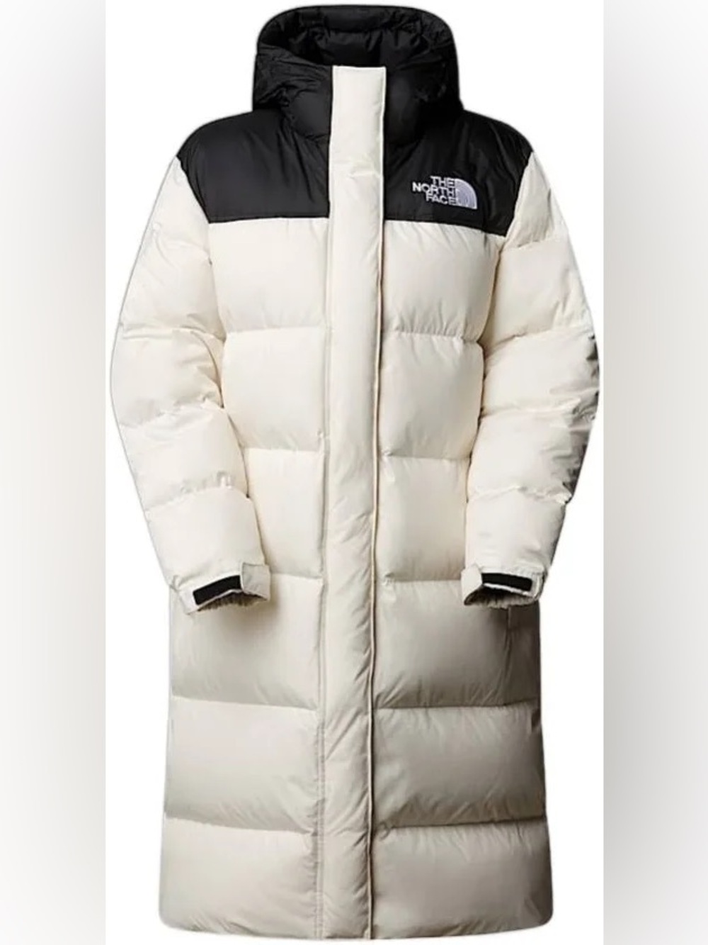 The North Face Long Puffer Coat in Black & Cream